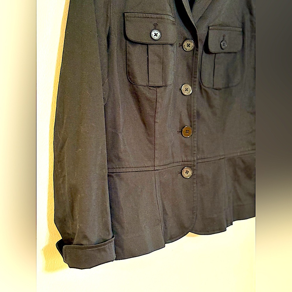 Lauren Ralph Lauren Black Cotton Jacket. Front Pickets, Button Front. Size Large - Picture 5 of 10